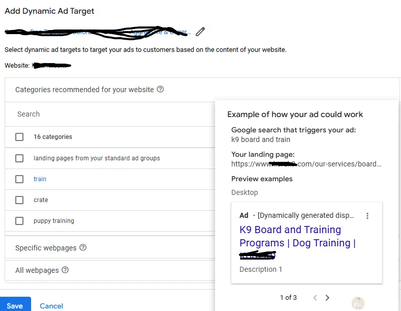 Screenshot from Google Ads, February 2025